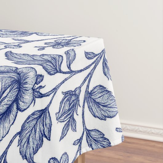 Royal Blue Rozen Floral Pattern Tafelkleed (Voorbeeld)
