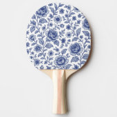 Royal Blue Rozen Floral Pattern Tafeltennisbatje (Voorkant)