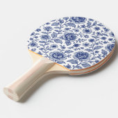 Royal Blue Rozen Floral Pattern Tafeltennisbatje (Voorkant Gekanteld)