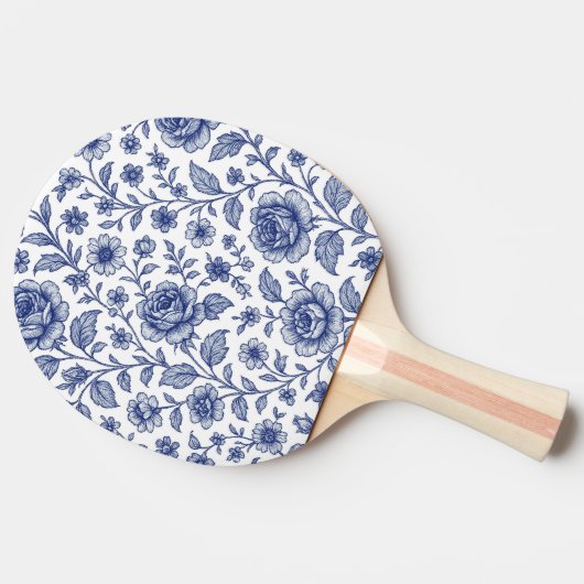 Royal Blue Rozen Floral Pattern Tafeltennisbatje (Zijkant)