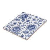 Royal Blue Rozen Floral Pattern Tegeltje (Zijkant)