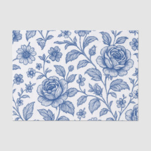 Royal Blue Rozen Floral Pattern Tissuepapier