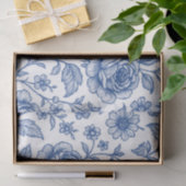 Royal Blue Rozen Floral Pattern Tissuepapier (Geschenk)