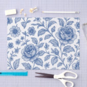 Royal Blue Rozen Floral Pattern Tissuepapier (Craft)