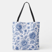 Royal Blue Rozen Floral Pattern Tote Bag (Achterkant)
