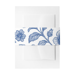 Royal Blue Rozen Floral Pattern Uitnodigingen Wikkel