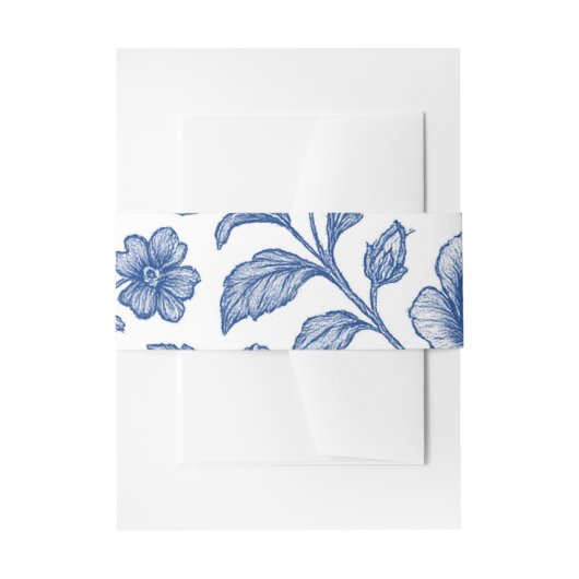 Royal Blue Rozen Floral Pattern Uitnodigingen Wikkel (Voorkant Voorbeeld)