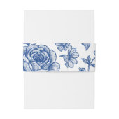 Royal Blue Rozen Floral Pattern Uitnodigingen Wikkel (Achterkant Voorbeeld)
