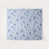 Royal Blue Rozen Floral Pattern Wandkleed (Voorkant (horizontaal))