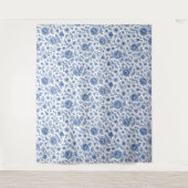 Royal Blue Rozen Floral Pattern Wandkleed (Voorkant)