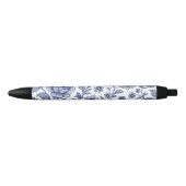 Royal Blue Rozen Floral Pattern Zwarte Inkt Pen (Voorkant)