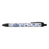 Royal Blue Rozen Floral Pattern Zwarte Inkt Pen (Bovenkant)