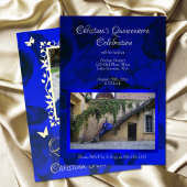 Royal Blue Rozen, gouden vlinder Lijst Quinceanera Folie Uitnodiging