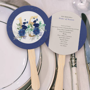 Royal Blue Rozen Quinceanera Evenementenorde Handwaaier