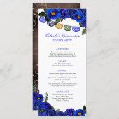 Royal Blue Rozen Rustic Western Charra Party Menu (Voorkant / Achterkant)