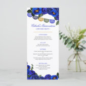 Royal Blue Rozen Rustic Western Charra Party Menu (Staand voorkant)