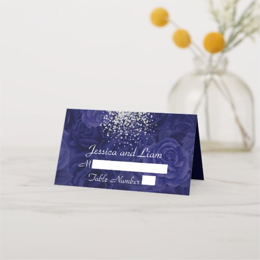 Royal Blue Rozen Tapestry en een Splash of Silver Plaatskaartje (Voorkant)