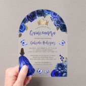 Royal Blue Rozen Waterverf Quinceañera Acryl Uitnodigingen (Insitu (Draagbaar))