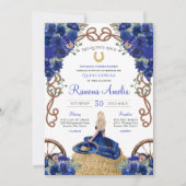 Royal Blue Rozen Western Charra Quinceañera Kaart (Voorkant)