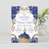Royal Blue Rozen Western Charra Quinceañera Kaart (Staand voorkant)