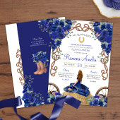 Royal Blue Rozen Western Charro Quinceanera Kaart