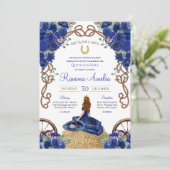 Royal Blue Rozen Western Charro Quinceanera Kaart (Staand voorkant)