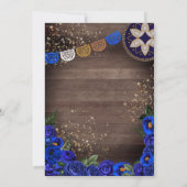 Royal Blue Rozen Western Charro Rustic Quinceanera Kaart (Achterkant)