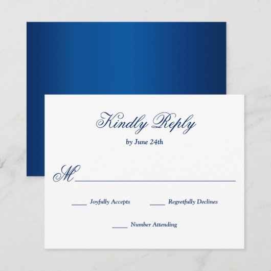 Royal Blue RSVP-kaart RSVP Kaartje (Voorkant / Achterkant)