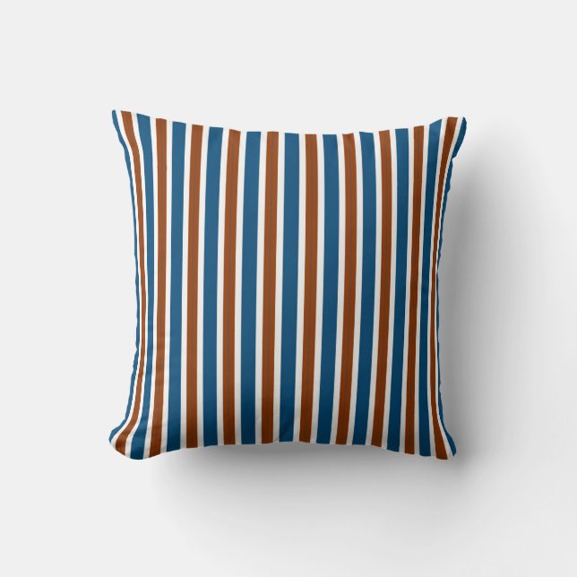 royal blue, rust brown, and crisp white vertical s kussen (Voorkant)