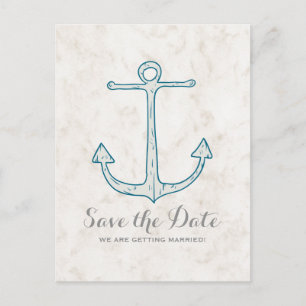Royal Blue Rustic Anchor Save the Date Briefkaart