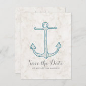 Royal Blue Rustic Anchor Save the Date Briefkaart (Voorkant / Achterkant)