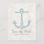Royal Blue Rustic Anchor Save the Date Briefkaart (Voorkant)