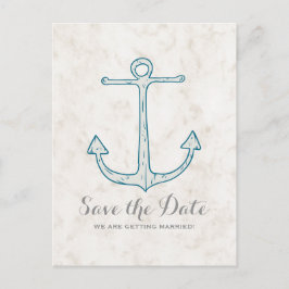 Royal Blue Rustic Anchor Save the Date Briefkaart