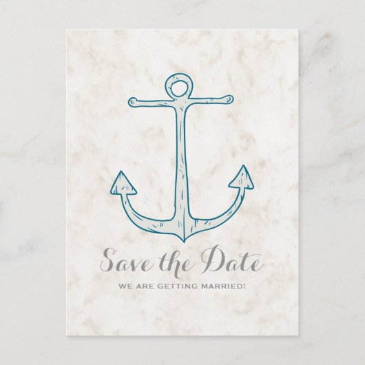Royal Blue Rustic Anchor Save the Date Briefkaart (Voorkant)