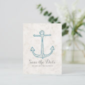 Royal Blue Rustic Anchor Save the Date Briefkaart (Staand voorkant)