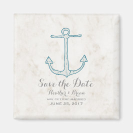 Royal Blue Rustic Anchor Save the Date Magneet
