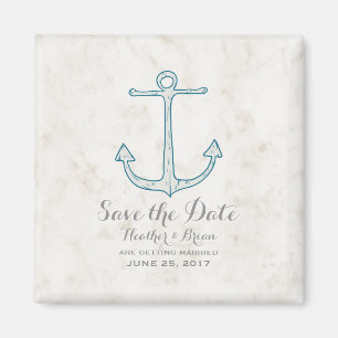 Royal Blue Rustic Anchor Save the Date Magneet