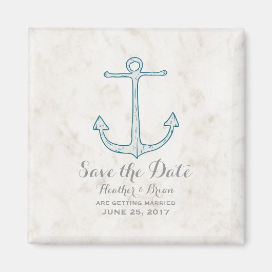 Royal Blue Rustic Anchor Save the Date Magneet (Voorkant)