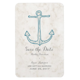 Royal Blue Rustic Anchor Save the Date Magneet