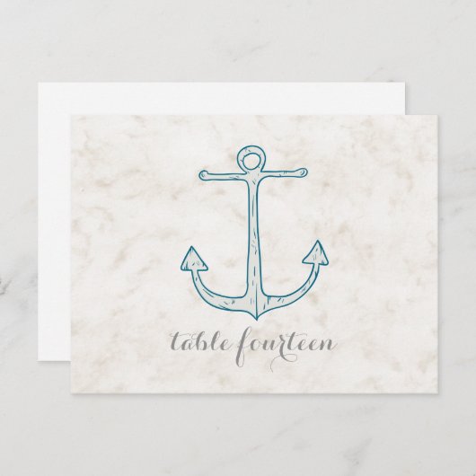 Royal Blue Rustic Anchor Table Number Briefkaart (Voorkant / Achterkant)
