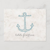 Royal Blue Rustic Anchor Table Number Briefkaart (Voorkant)