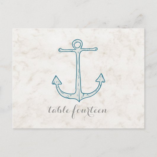 Royal Blue Rustic Anchor Table Number Briefkaart (Voorkant)