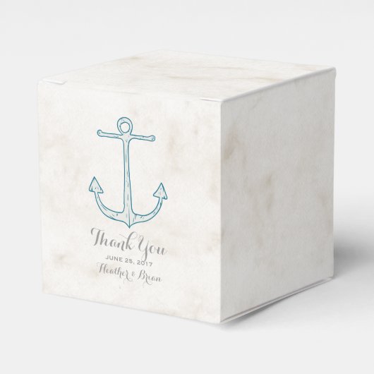Royal Blue Rustic Anchor Wedding Bedankdoosjes (Voorkant Zijde)