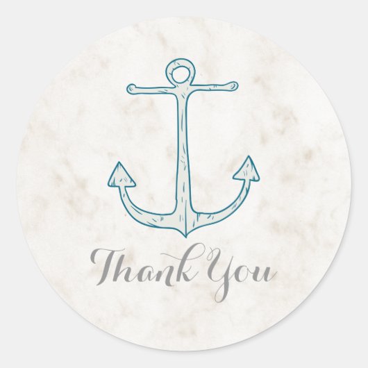 Royal Blue Rustic Anchor Wedding Bedankt Ronde Sticker (Voorkant)