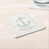 Royal Blue Rustic Anchor Wedding Kartonnen Onderzetters (Schuin)