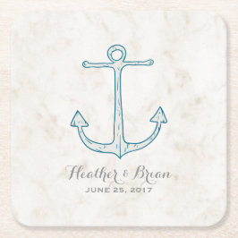 Royal Blue Rustic Anchor Wedding Kartonnen Onderzetters
