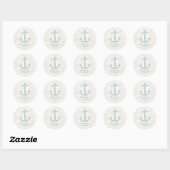 Royal Blue Rustic Anchor Wedding Ronde Sticker (Vel)