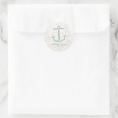 Royal Blue Rustic Anchor Wedding Ronde Sticker (Tas)