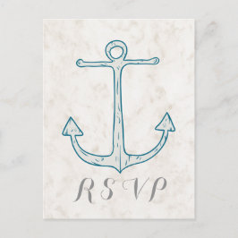Royal Blue Rustic Anchor Wedding RSVP Briefkaart