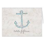 Royal Blue Rustic Anchor Wedding Table Number (Voorkant Horizontaal)